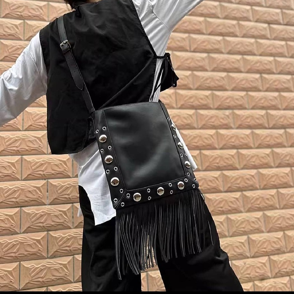Stylish Black Fringe Bag
